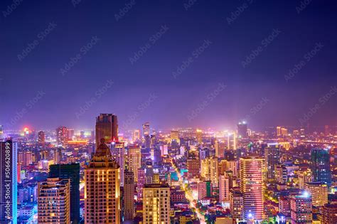 phnom penh city skyline at night Stock Photo | Adobe Stock