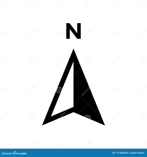 Black North arrow Icon. stock vector. Illustration of navigator - 171206638