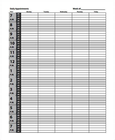 Printable Appointment Calendar