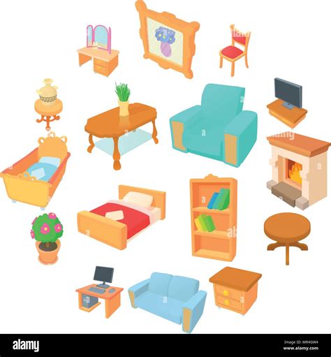 Different furniture icons set, cartoon style Stock Vector Image & Art - Alamy