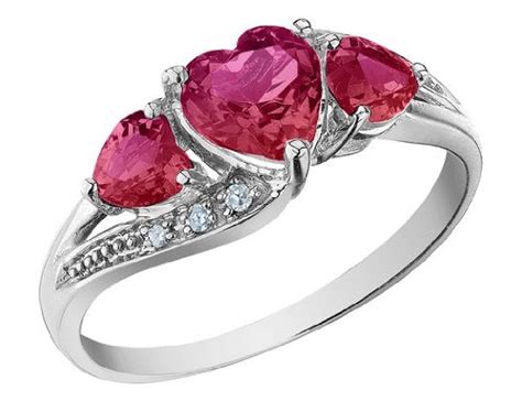 White Gold Ruby Heart Ring with Diamonds | Elegant Rings