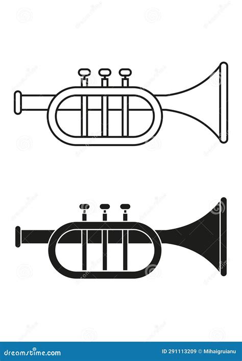 Black and White Trumpet Icon Flat Design Vector Stock Illustration - Illustration of bugle ...