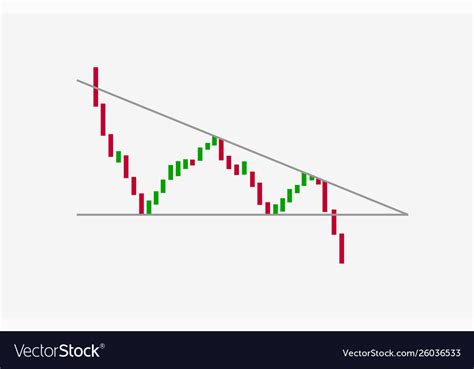 Descending triangle bearish breakouts flat icon Vector Image