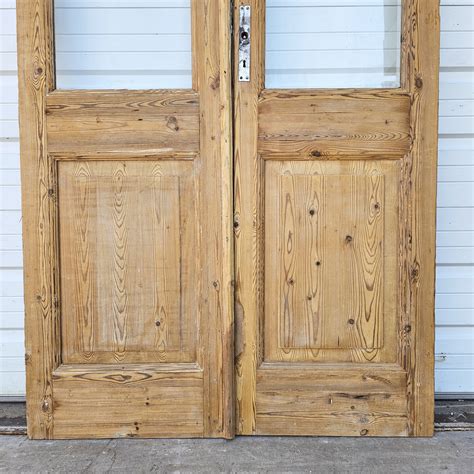 Pair of Wood French Doors w/2 Glass Lites – Antiquities Warehouse