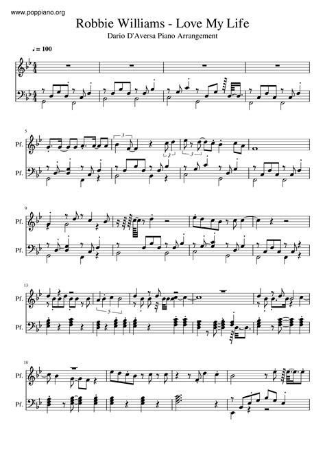 Robbie Williams-Love My Life Sheet Music pdf, - Free Score Download ★