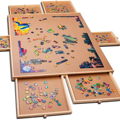 Buy 1500 Piece Wooden Jigsaw Puzzle Table - 6 Drawers, Puzzle Board | 27” X 35” Jigsaw Puzzle ...