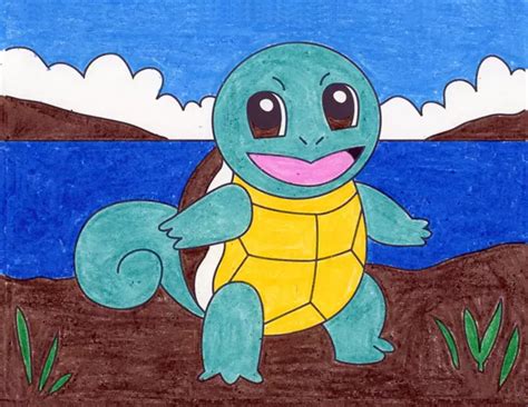 Easy How to Draw Squirtle Tutorial and Squirtle Coloring Page