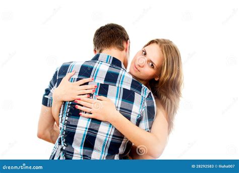 Happy Girl Hugging A Loved One Guy Stock Photos - Image: 28292583