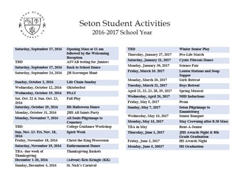 seton-student-activities-calendar-image | Seton School Manassas