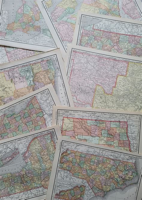 Antique 1895 Rand Mcnally Atlas Maps State Province Map Ephemera - Etsy