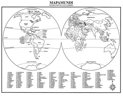 Mapa del mundo con nombres para imprimir - Imagui