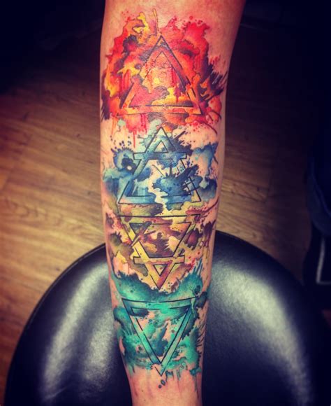 Four elements, watercolour. Artist: tuffytats Bad Tattoos, Foot Tattoos ...