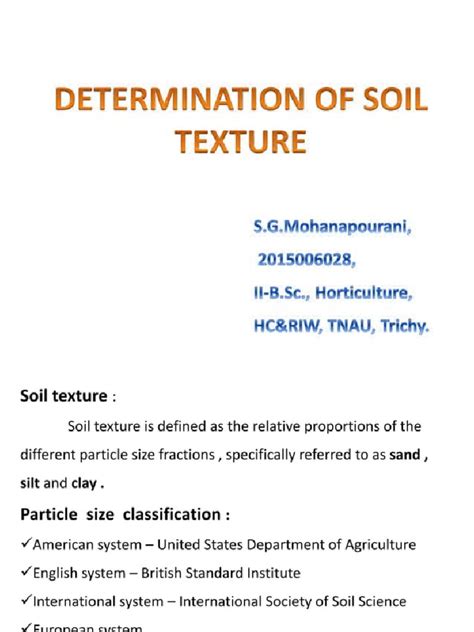 Determination of Soil Texture | PDF