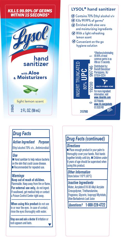 NDC 76412-001 Lysol Hand Sanitizer