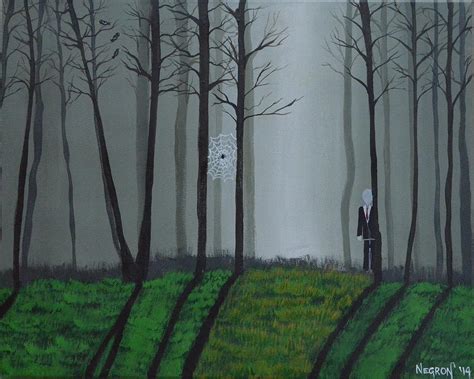 Slenderman's Spooky Forest Painting by Yolanda Negron