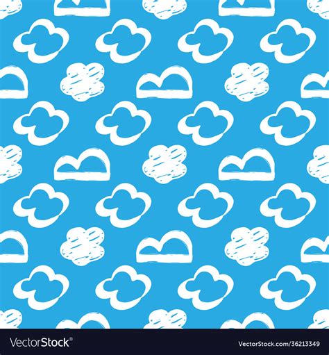 Seamless drawn cloud pattern brush painted clouds Vector Image