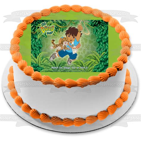 Go Diego Go Marquez and a Baby Jaguar Edible Cake Topper Image ABPID03 – A Birthday Place