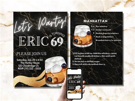 EDITABLE Mens Birthday Invitation Contemporary Invitation Marble Party Invite Guys Night ...