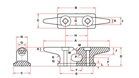 PM&I: Marine Bollards and Cleats: Steel 2 Bolt Marine Mooring Cleats ...