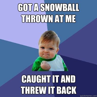 Got a snowball thrown at me caught it and threw it back - Success Kid ...