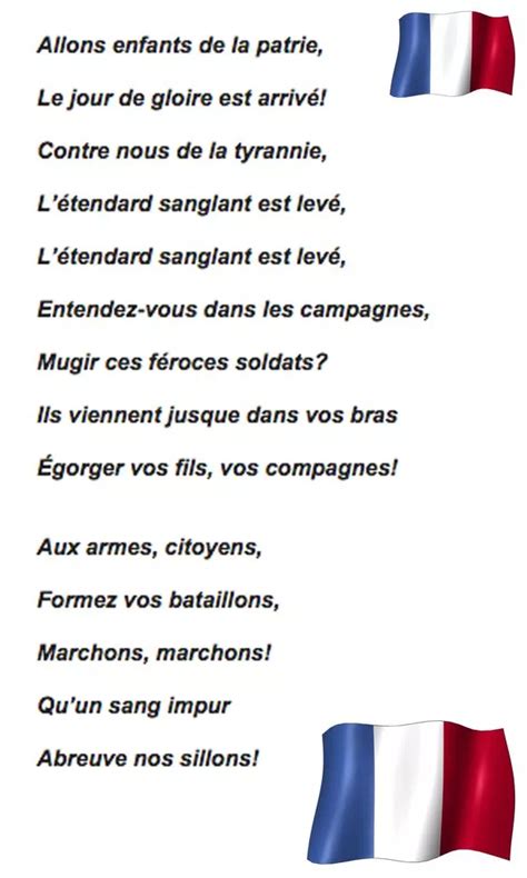 French national anthem lyrics in English and Francais so you can sing ...