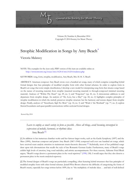 (PDF) Strophic Modification in Songs by Amy Beach