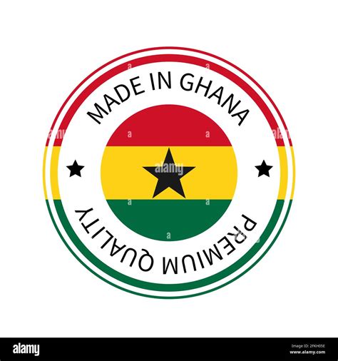 Made in Ghana round label. Quality mark vector icon isolated on white ...