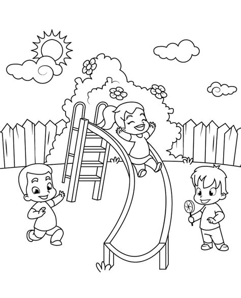 Kids in the Park Coloring Page - Free Printable Coloring Pages for Kids