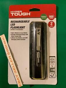 Hyper Tough 800 Lumens RECHARGEABLE LED FLASHLIGHT Task Light LITHIUM ...