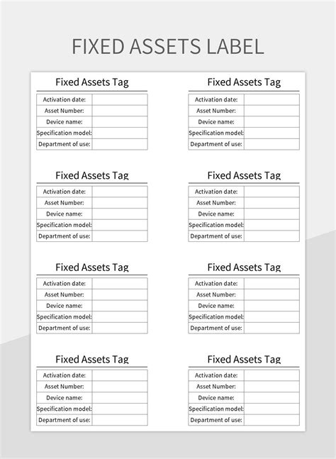 Fixed Assets Label Excel Template And Google Sheets File For Free ...