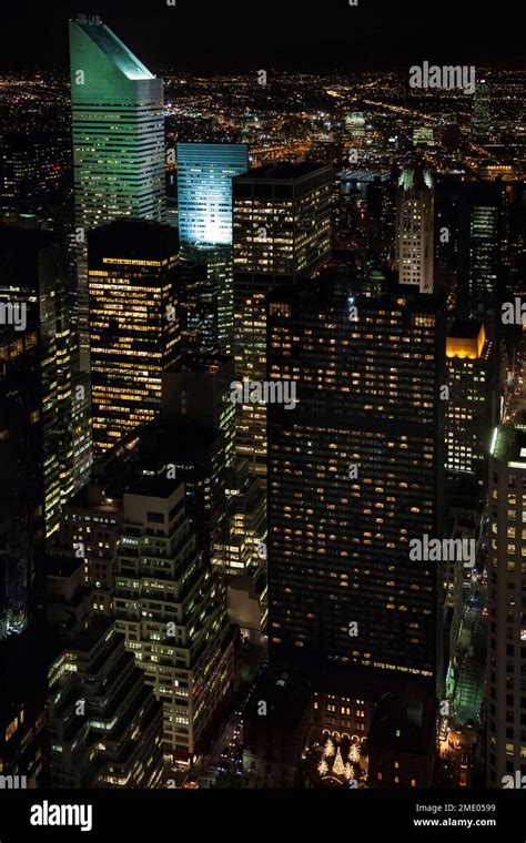 Manhattan aerial night view, New York Stock Photo - Alamy