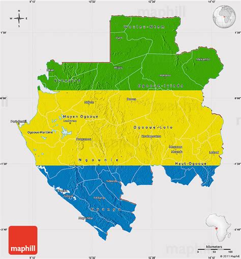 Flag Map of Gabon, flag centered