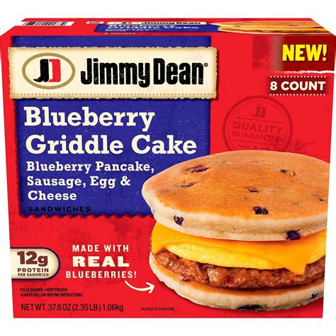 Jimmy Dean Blueberry Griddle Cake Breakfast Sandwiches with Sausage, Egg & Cheese, Frozen (37.6 ...