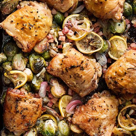 Sheet Pan Roasted Chicken Thighs with Brussels Sprouts Recipe