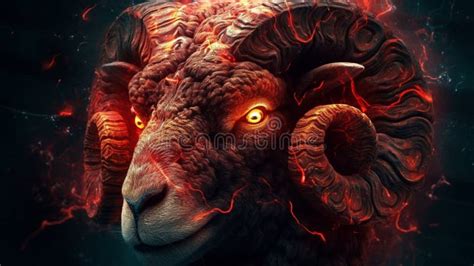 Fiery Aries Ram Symbol Ai Generated Stock Illustration - Illustration ...