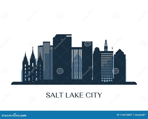 Salt Lake City Skyline, Monochrome Silhouette. Stock Vector ...