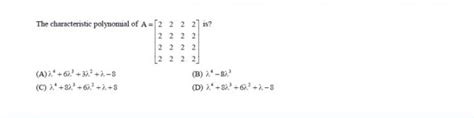 Linear Algebra: Characteristic Equation of MAtrix