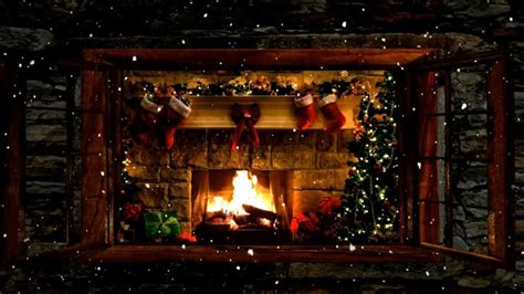 🎅Christmas Fireplace Window Scene with Snow and Crackling Fire Sounds | Christmas fireplace ...