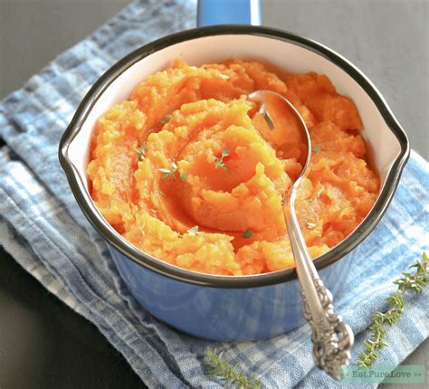 Zoete aardappel puree met tijm | Eat.Pure.Love