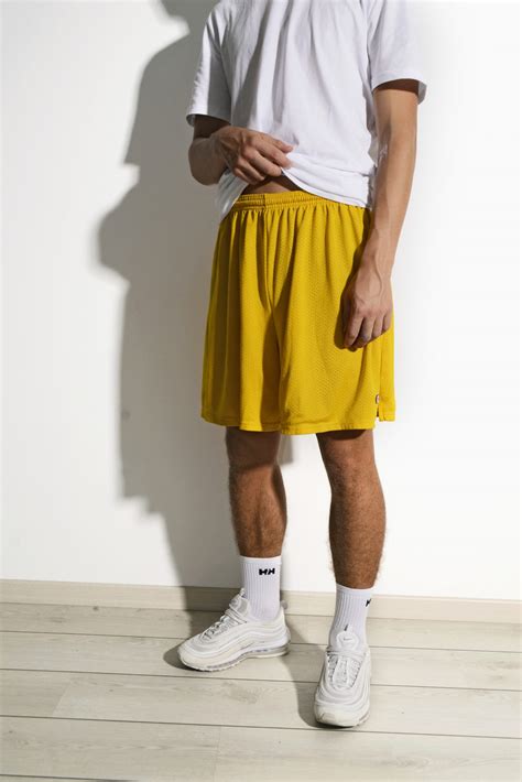 CHAMPION yellow basketball shorts | HOT MILK vintage clothing online