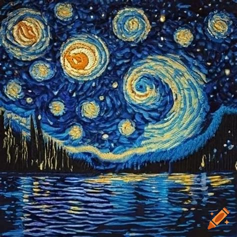 Embroidery of a starry night