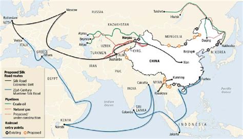 Map of the course of land and maritime The New Silk Road (Page, 2014) | Download Scientific Diagram