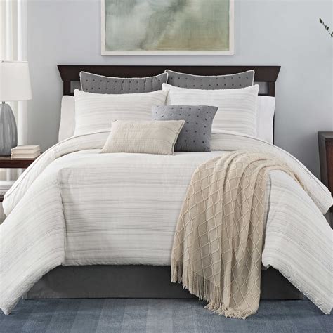 Landon Stria Stripe Comforter Set | Comforter sets, Bedroom comforter sets, Gray master bedroom