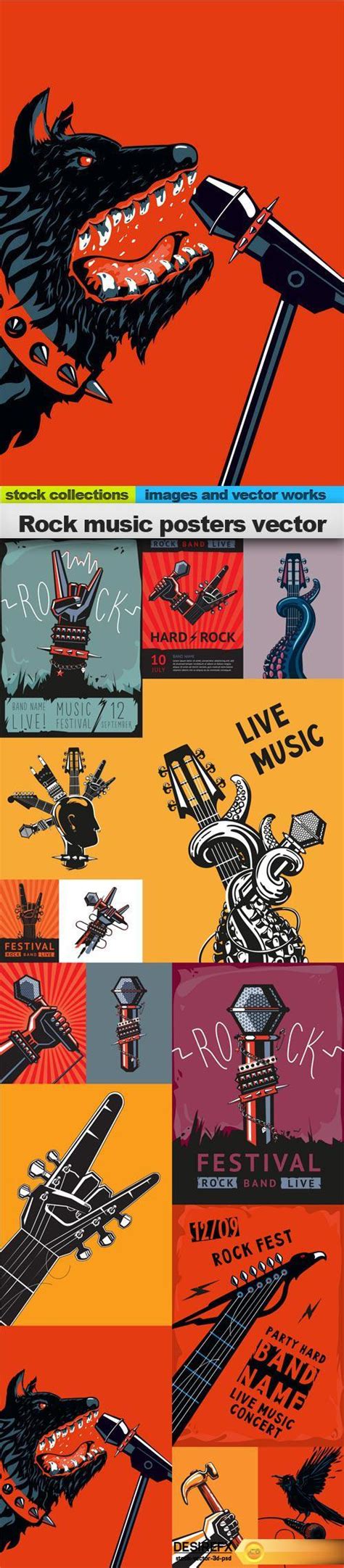 Download Rock music posters vector, 15 x EPS - DesireFX.COM