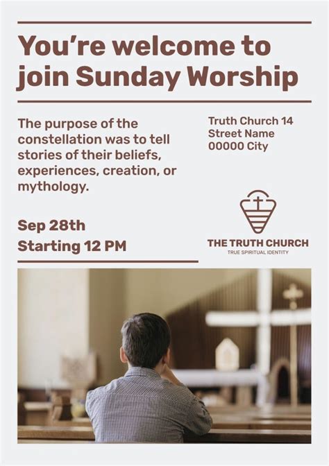 Free Minimalist The Truth Church Sunday Worship Invitation template