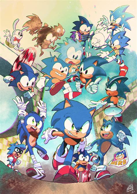 All Sonic The Hedgehogs throughout the years :> (Artist?) : SonicTheHedgehog