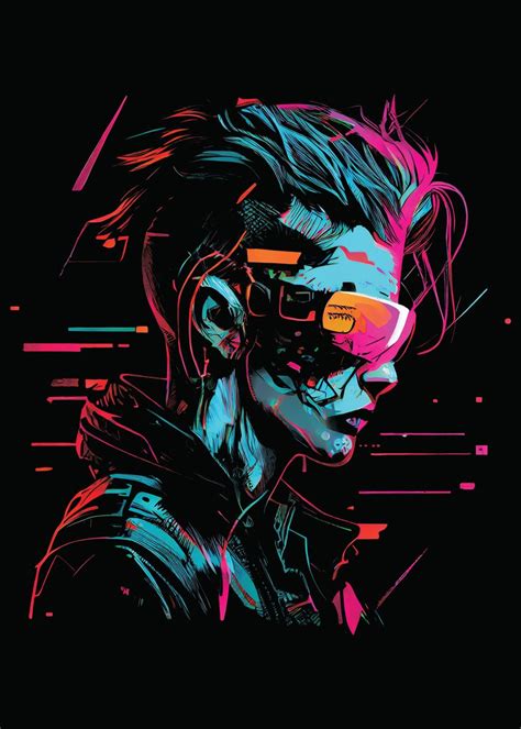 'Cyberpunk VR Glasses' Poster, picture, metal print, paint by Adam | Displate