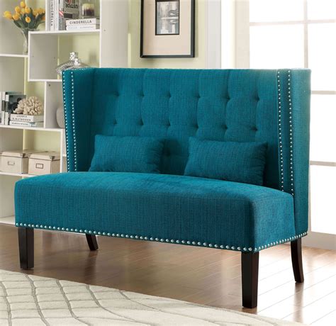 Amora Teal Wing Back Loveseat from Furniture of America (CM-BN6226TL ...