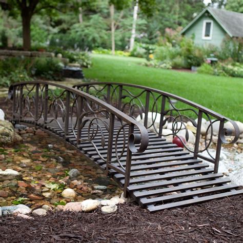 8-Ft Metal Garden Bridge in Weathered Black Finish - 750-lb Weight ...