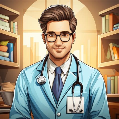 Premium Photo | Cartoon illustration of a male doctor in a lab coat and ...